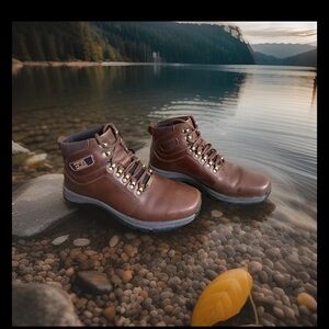 Men's Brown Leather Hiking Boots - Rugged Outdoor Footwear